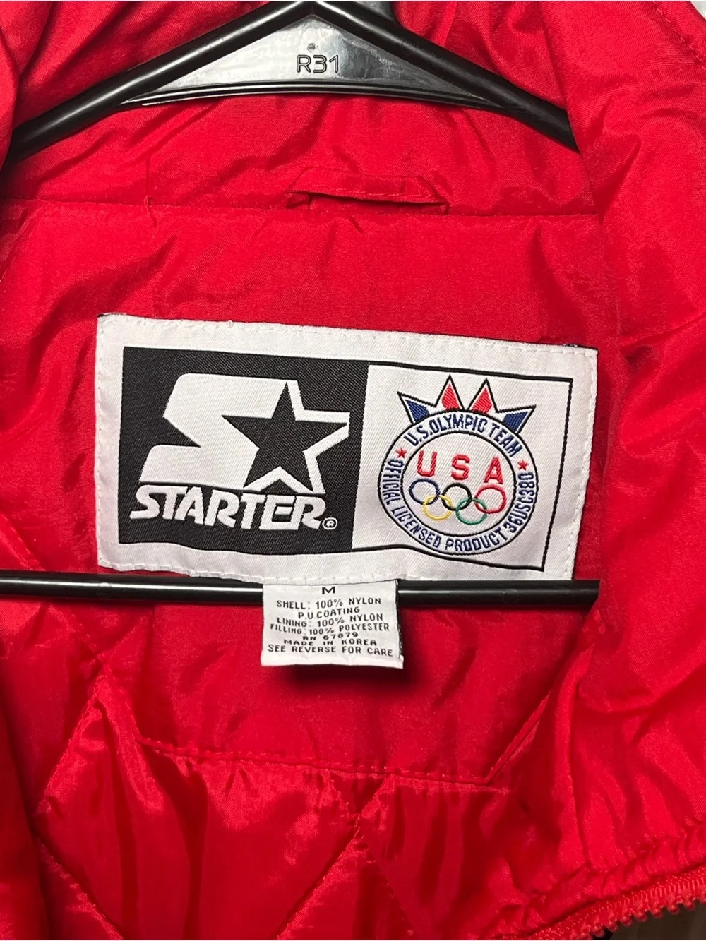 VTG RARE Starter USA Olympic Team Jacket Red White Blue Officially Licensed Sz M